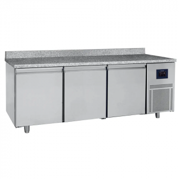 Bäckereikühltisch 3-türig 600x400 mm Granitarbeitsplatte mit Aufkantung 2.8°C WiFi - Gastrohot