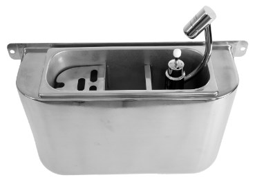 Spülbecken für Eislöffel mit Eislöffeldusche 410X120X270 mit Wasserablaufloch, Wasseranschluss und Überlaufrohr · 7108.0030