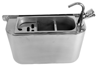Spülbecken für Eislöffel mit Wasserhahn 410X120X270 mit Wasserablaufloch, Wasseranschluss und Überlaufrohr · 7108.0025