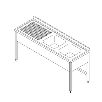 Maxima Spültisch · 150 x 70 cm · mit 2 Waschbecken und Backsplash