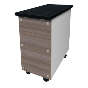 Skyrainbow Kassentisch aus Edelstahl, Granit Star Galaxy schwarz, mit Holzverkleidung, 80 x 82 – THKT88GS
