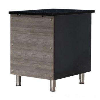 Skyrainbow Kassentisch aus Edelstahl, Granit Star Galaxy schwarz, mit Holzverkleidung, 60 x 82 – THKT68GS