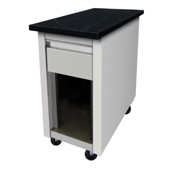 Skyrainbow Kassentisch aus Edelstahl, Granit Star Galaxy schwarz, mit Holzverkleidung, 40 x 82 – THKT48GS