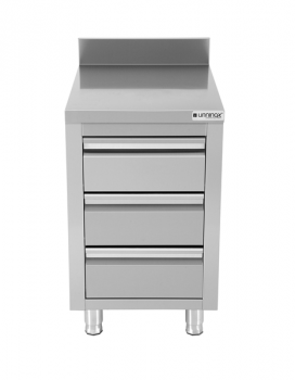 Schubladenschrank 600 mit 3 Schubladen und Aufkantung, 500x600x850 mm