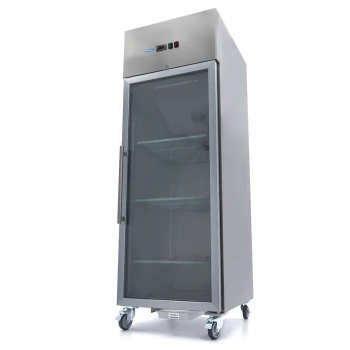 Gastro Gefrierschrank 600 Liter mit Glastür aus Edelstahl