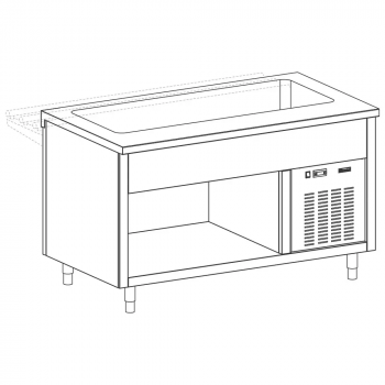 Kühlwannen Element auf offenem Schrank 5x GN 1/1 - Gastronomie Kühlwannen für GN Behälter