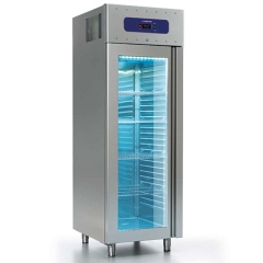 Kühlschrank 700 Liter aus Edelstahl mit Glastür | GN 2/1 | -2°/+8°C | 85 mm Isolierung