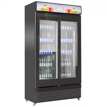 Kühlschrank Mit Schiebeglastüren Schwarz