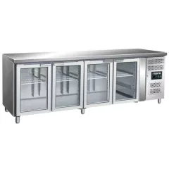 Kühltisch mit 4 Glastür | B 2230 x L 700 x H 890-950 mm