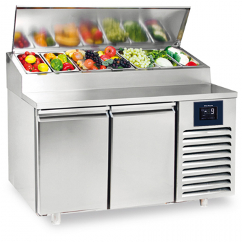 Kühltisch mit 2 Türen, 600x400 mm, 7x GN 1/3 H 150 mm, 2-8 °C, WiFi - Gastrohot