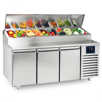 Kühltisch mit 3 Türen, 600x400 mm, 10x GN 1/3 H 150 mm, 2-8 °C, WiFi - Gastrohot
