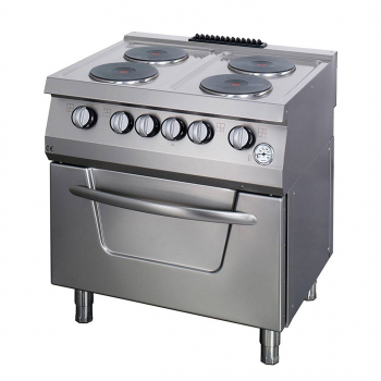 Schwerer Herd 4 Brenner Doppelgerät 70 cm tief mit Backofen elektrisch - Gastrohot