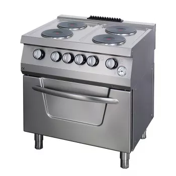 Schwerer Herd 4 Brenner Doppelgerät 70 cm tief mit Backofen elektrisch - Gastrohot