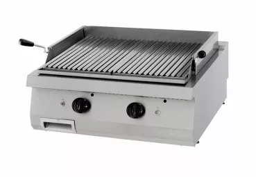 Schwerer Lavasteingrill Doppelgerät 70 cm tief Gas - Profi Gastro Grill für Gastronomie und Restaurant