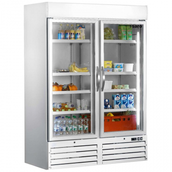 Kühlschrank mit Glastür 2-türig weiß 1078 Liter - Großer weißer Kühlschrank mit Glastüren für Gastronomie und Gewerbe