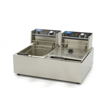 Fritteuse 2 x 6L 2 Körbe bis zu 2.4 kg Pommes - Professionelle Doppel-Fritteuse für Gastronomie und Zuhause