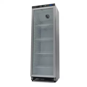 Kühlschrank 400L Schwarz mit Glastür - Energiesparend und leise - Ideal für Gastronomie und Gewerbezwecke