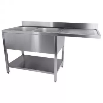 Edelstahl Spüle 2 Becken links 160x70x85cm Abtropffläche rechts