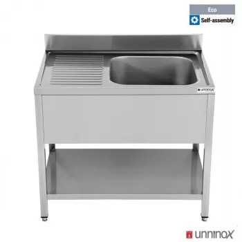 Arbeitstisch 1 Schale rechts 1400x700x850mm Edelstahl Gastronomie