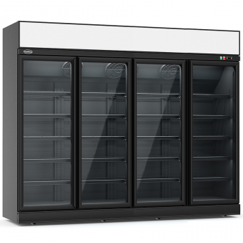 Tiefkühlschrank 4 Glastüren Schwarz
