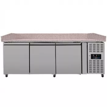 Pizza Kühltisch 3 Türen 202x80x100cm 580L Edelstahl Umluft